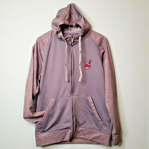 Antigua Cleveland Indians Jacket Full Zip Drawstring Hoodie Chief Wahoo Sz Large